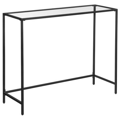 Konzolasztal edzett üveg, lerakóasztal állítható lábakkal, 100x35x80 cm, fekete