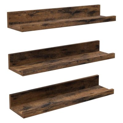 Falipolcok 3 db lebegő polc készlet, hossza 38 cm, rusztikus barna