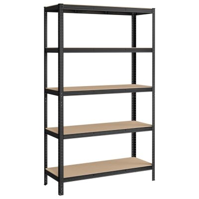 Nagy teherbírású fém tároló polc, 5 szintes salgó polc 200 x 120 x 60 cm, fekete