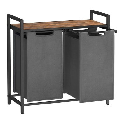 Szennyestartó 2x46l, kihúzható és levehető ruhatartó zsákkal, szürke