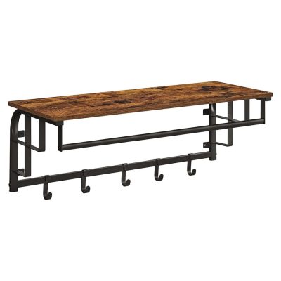 Falra szerelhető akasztós polc, kabáttartó rusztikus barna