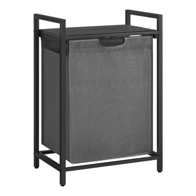 Szennyeskosár, szennyeskosár polccal, 65l, fekete-szürke