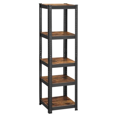 Könyvespolc, tárolópolc, állítható polcokkal rusztikus barna-fekete