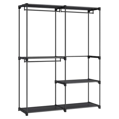 Ruhaszekrény, hordozható szekrény, ruhatartó, 138 x 43 x 182 cm, fekete