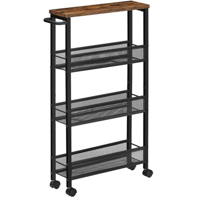 Kerekes tálalókocsi, zsúrkocsi, rusztikus barna