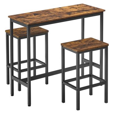 Bárasztal 2db bárszékekkel, bárpult 100 x 90 x 40 cm, rusztikus barna