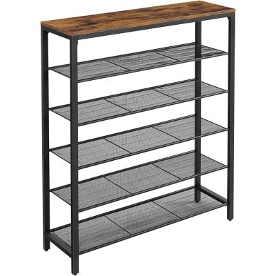 Cipőtároló polc, cipőtartó 5 rácsszinttel, barna