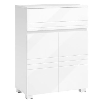 Fürdőszobai szekrény, dupla ajtós fiókos szekrény, fehér