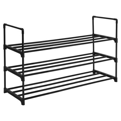 3 szintes egymásra rakható cipőtároló, fekete