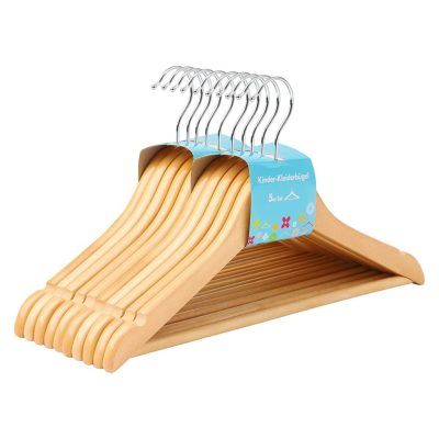 10 darabos gyerekruha akasztók, nadrágakasztóval 35 x 20 x 1,2 cm, natúr