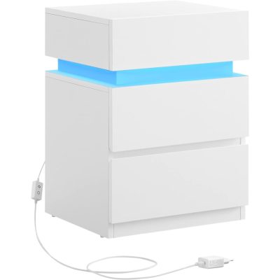 Éjjeliszekrény led világítással, 35x40x55 cm, fehér