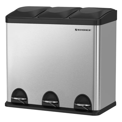 Szelektív hulladékgyűjtő 54l, pedálos szemetes 3 részes