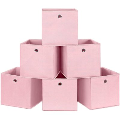 6db összecsukható tárolódoboz, szövet tárolókockák, rózsaszín