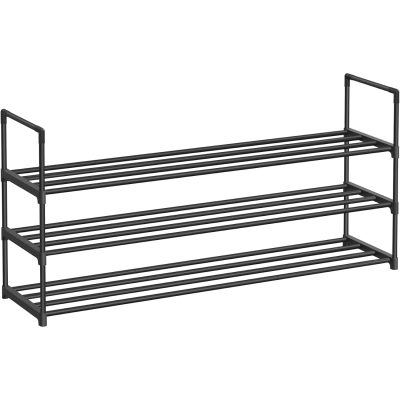 3 szintes cipőtartó, fém cipőtároló állvány, fekete
