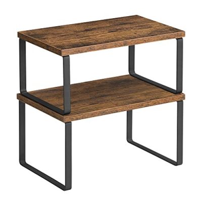 Fűszertartó, 2 darab szekrény polc rendező szett, fekete és rusztikus barna