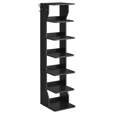 Vékony cipőtartó, keskeny cipőtároló rendszer, 6 szintes, fekete