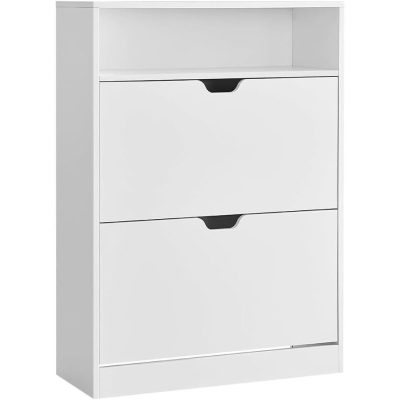 Cipősszekrény 2 billenőajtóval, 3 szintes cipőtartó, 24 x 80 x 102 cm, felhőfehér