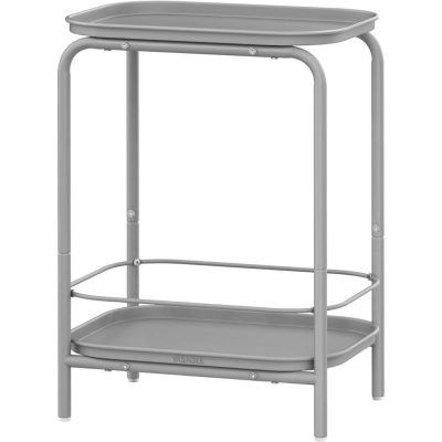 2 szintes fém oldalsó asztal tálca felülettel, szürke
