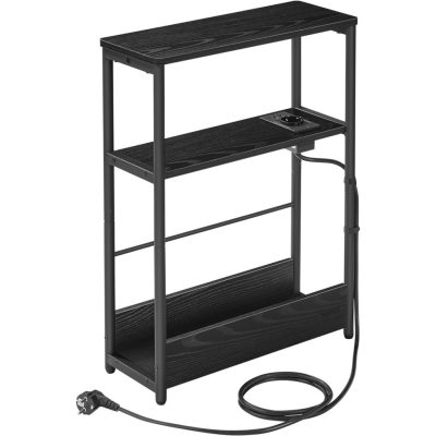 Keskeny oldal asztal töltő funkcióval 3 polcos, 18 x 45 x 58 cm tinta fekete