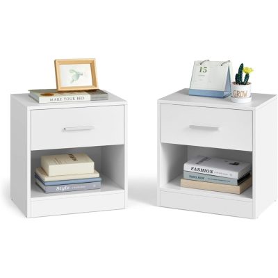 Éjjeliszekrény, 2 darabos szett, fiókkal 28 x 39 x 41 cm fehér