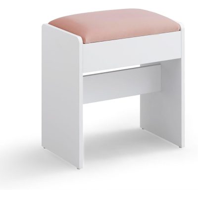 Sminkasztalhoz való ülőke, mattfehér–pasztell rózsaszín