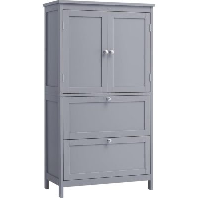 Álló Fürdőszobai Szekrény 2 Fiókkal és 2 Ajtóval, 30 x 60 x 110 cm, szürke