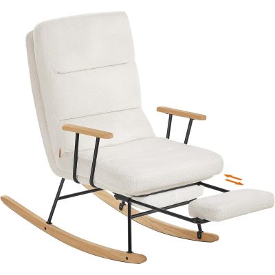 Hintaszék, Plüss szövettel, 4 fokozatban állítható, krémfehér