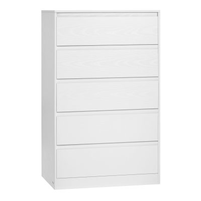 KAILYN kollekció - Modern komód, hófehér fiókos szekrény 5 fiókkal, 40 x 60 x 97,4 cm