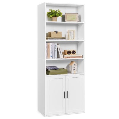 6 polcos ajtós könyvespolc felhőfehér nappaliba, irodába, étkezőbe