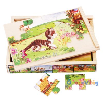 4 db 12 db-os puzzle dobozban (cicás)