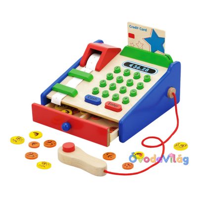 Játék pénztárgép fából