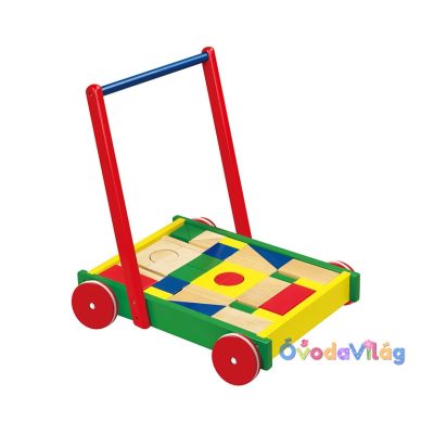 Járásfejlesztő kocsi színes építőkockákkal