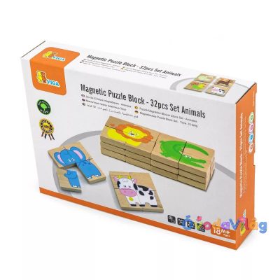 Mágneses fa puzzle - állatok