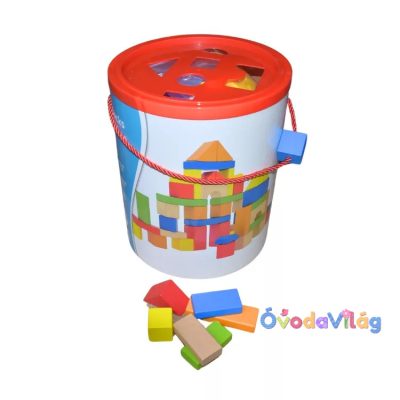 Építőkocka, kerek dobozos (50 db-os, színes)