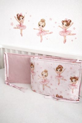 Púder Tánc kétoldalas fejvédő rácsvédő – púder pamut kiságyvédő