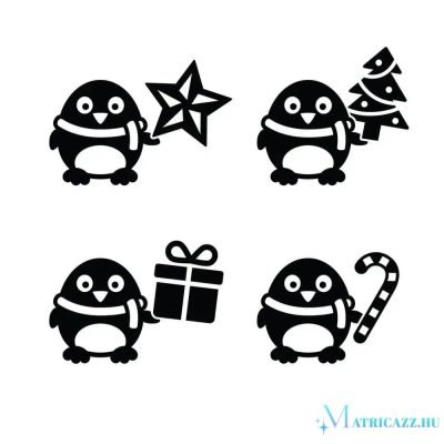 Karácsonyi pingvinek szett Matrica (30 cm)