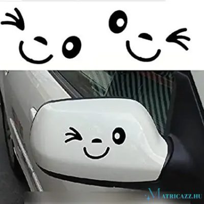 Vidám arc visszapillantó tükör matrica (2 db)