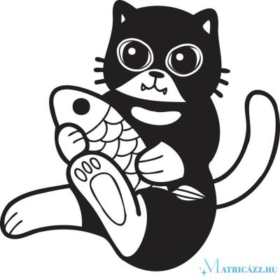Hallal játszó macska matrica