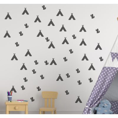 Sátor és kaktusz gyerekszoba falmatrica 