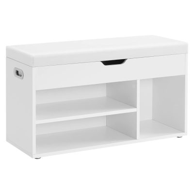 Cipőtároló pad, párnázott ülőfelülettel, fehér 80x44x30cm