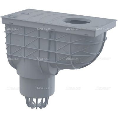 Esővíz elvezető ereszcsatorna bekötő akna függőleges kifolyással 300x155/110 szürke Alcaplast AGV1 S