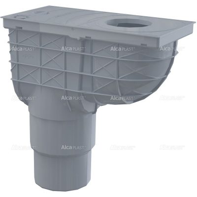 Esővíz elvezető ereszcsatorna bekötő akna függőleges kifolyással 300x155/125/110 szürke Alcaplast AGV4 S