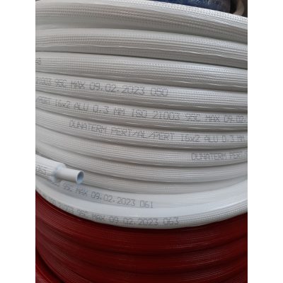 Dunaterm SZIGETELT Pe-Rt ötrétegű, alubetétes cső 16x2.0 6 mm szigeteléssel 100 m/tekercs