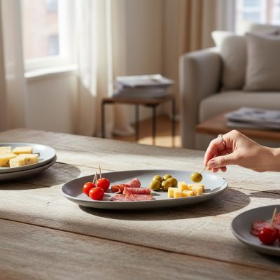 FANCY HOME Stones Szervírozó tányér 17 cm, szürke, kerámia