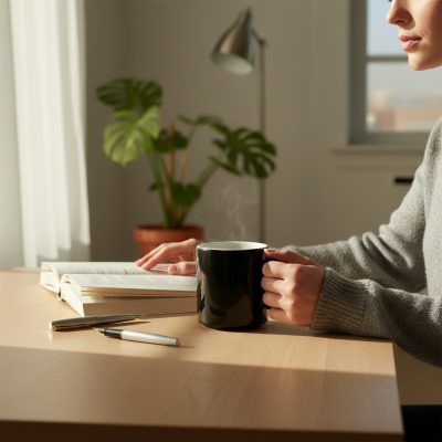 Robert bögre, fekete, 290 ml, kemény porcelán - Német minőség