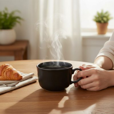 Tatami Nero bögre, 450 ml, 6 db-os csomag, fekete, kerámia