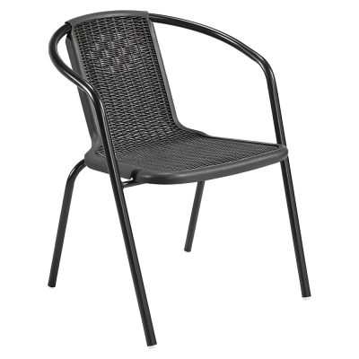 Kerti rakásolható szék, fekete, acél/műanyag, FRENY