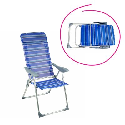 Állítható kerti szék, kék/szürke, AVELAR