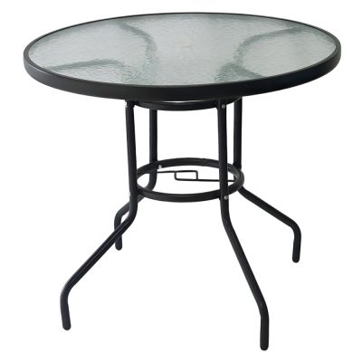 Étkezőasztal, fekete acél/edzett üveg, BORGEN NEW TYP 2