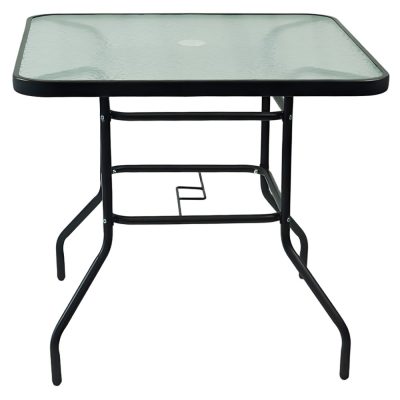 Étkezőasztal, fekete acél/edzett üveg, DEMAT NEW TYP 2